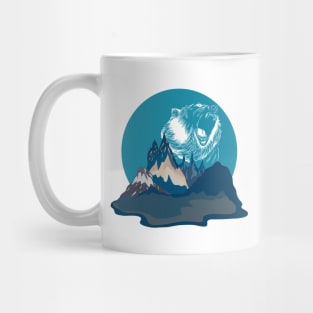 Bear Roaring in Blue Mountain Landscape | Gift Idea for Travelers who love Hiking or Camping | Wanderlust T-Shirt Mug